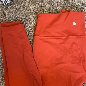 Orange/red lulu lemon align leggings